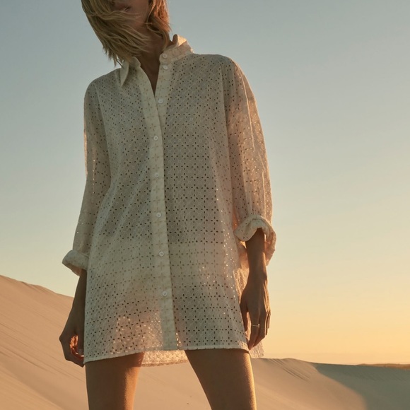 Zara open work embroidery oversized shirt - Picture 1 of 14
